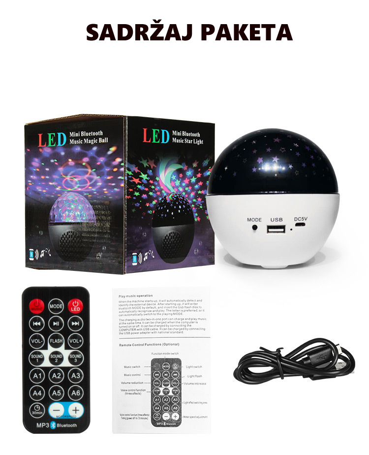 Mini magična Bluetooth kugla 3u1 zvezdano nebo projektor - Image 21