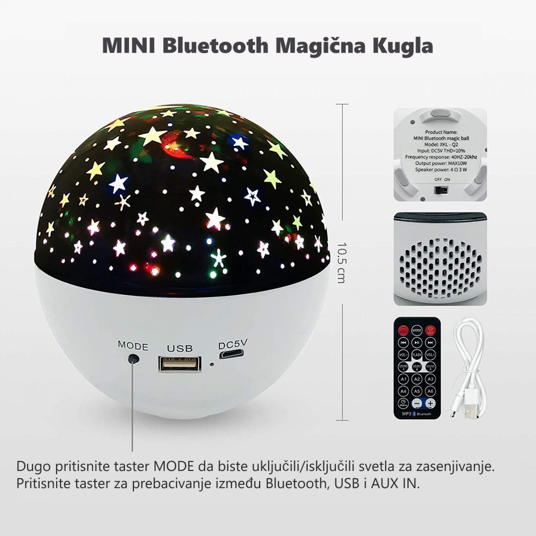 Mini magična Bluetooth kugla 3u1 zvezdano nebo projektor - Image 13